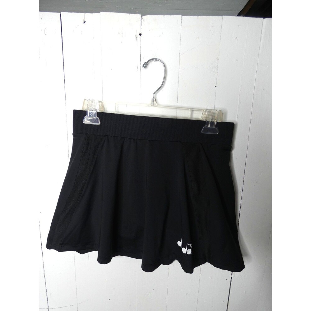 Diadora Women S Black Mini Skort Skirt Athletic Pull On Nylon Stretch Breathable